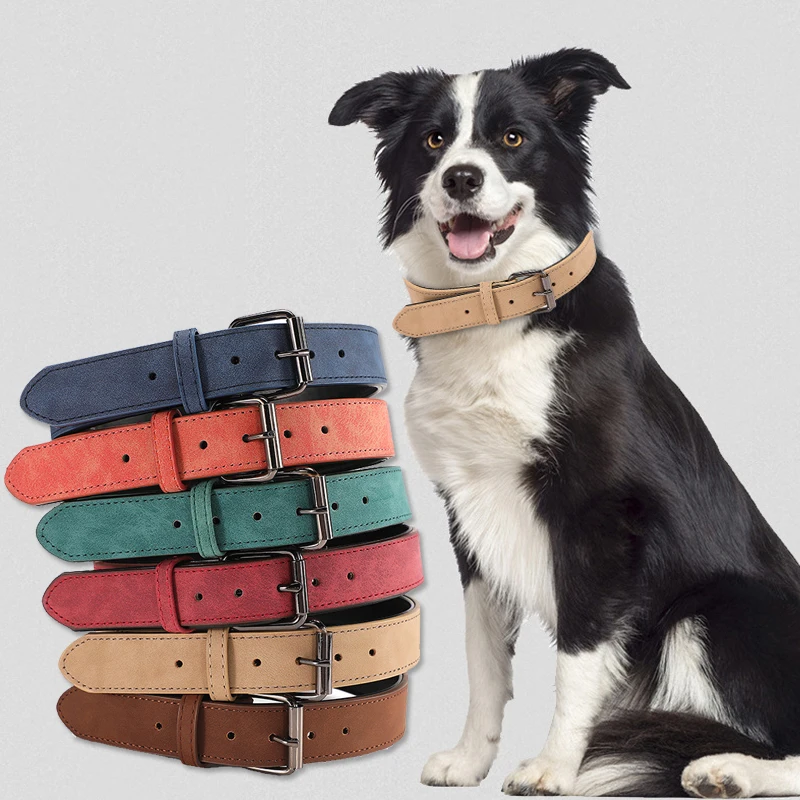 Candy Color Buckle Pet Neck Strap Durable Pu Leather Cat Collar Dogs