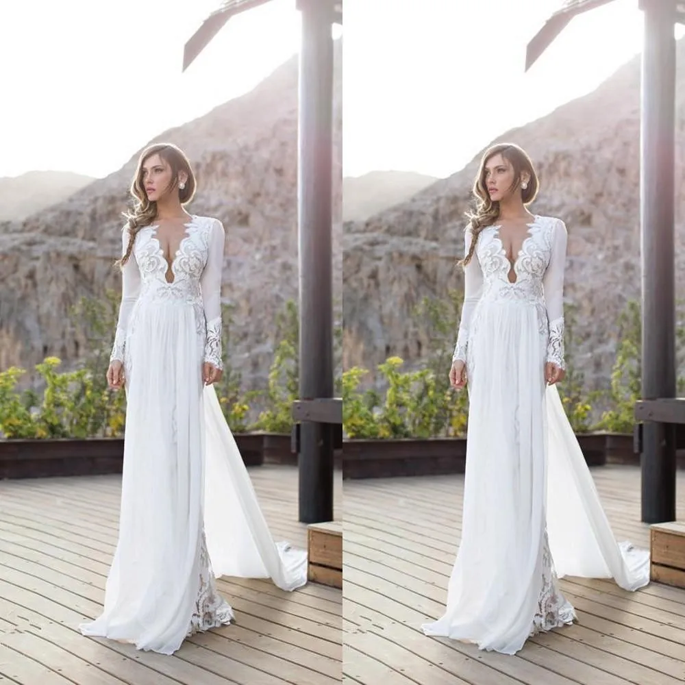 

Sexy Bridal Gown Long Sleeve Shown bridal gown With Train V-Neck Vestido De Noiva abendkleider 2018 mother of the bride dresses