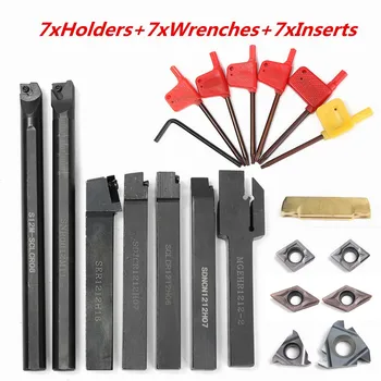 

21Pcs 12mm Solid Carbide Inserts Holder Boring Bar DCMT CCMT With Wrenches For CNC Lathe Turning Tools Lathe Cutter Lathe Tools