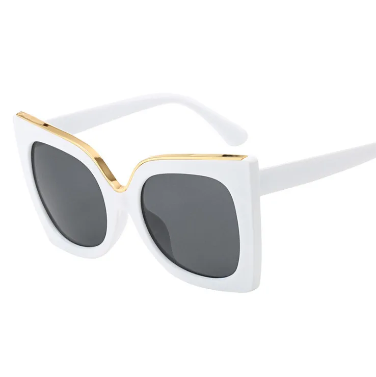 NYWOOH новые негабаритные Солнцезащитные очки женские винтажные брендовые градиентные солнцезащитные очки ретро женские большие оправы UV400 - Цвет линз: Белый