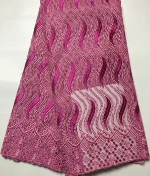 

Wholesale 2020 Latest African French Net Lace Fabric with stones 5y.High Quality African Tulle Lace Fabric For Wedding SYL496
