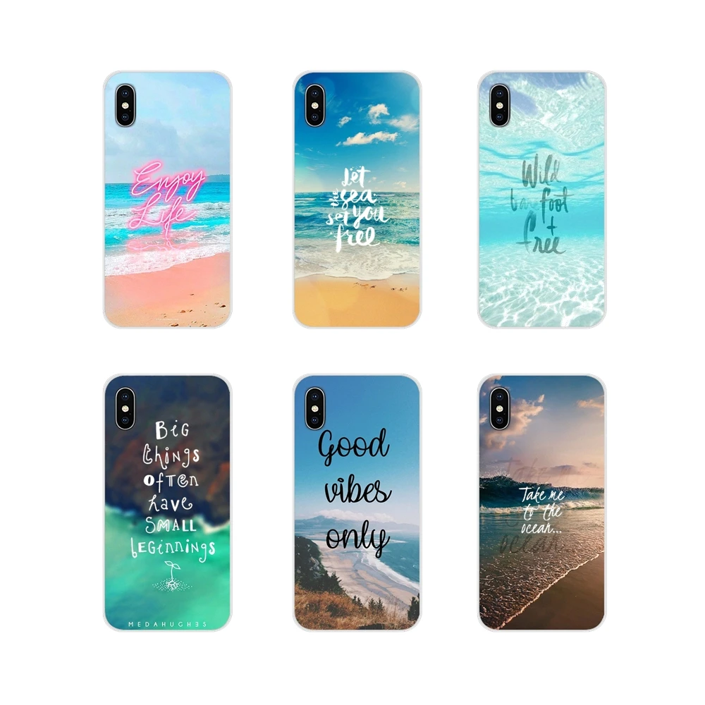 Summer Blue Sky Beach Quotes For Samsung A10 A30 0 A50 A60 0 M30 Galaxy Note 2 3 4 5 8 9 10 Plus Transparent Soft Case Cover Phone Case Covers Aliexpress