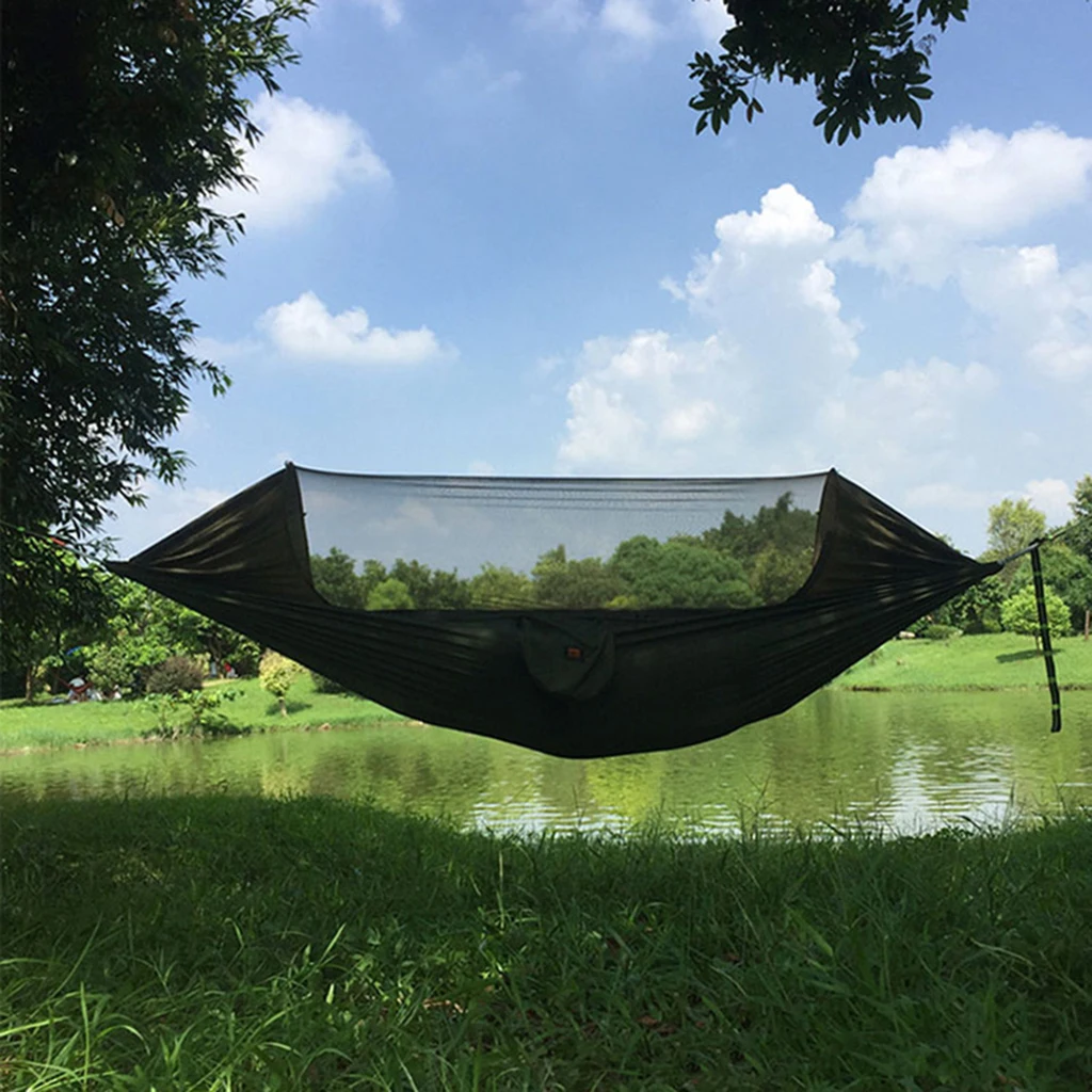 Camping Nylon Hammock Ultralight Portable with Mosquito Net Tree Straps for Outdoor Travel Backyard Hiking Climbing Trekking 