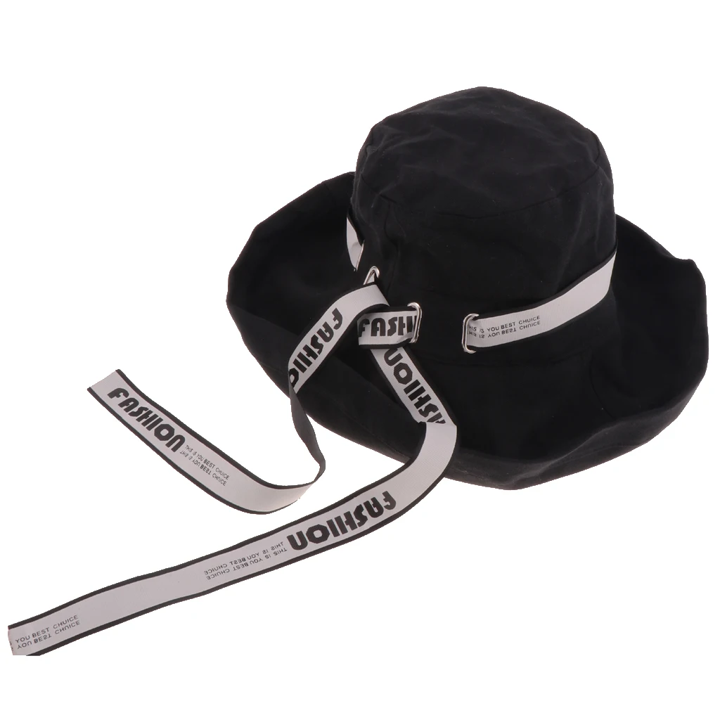 Womens Classical Bucket Hat Packable Wide Brim Sun Hat Cap with Wind Rope