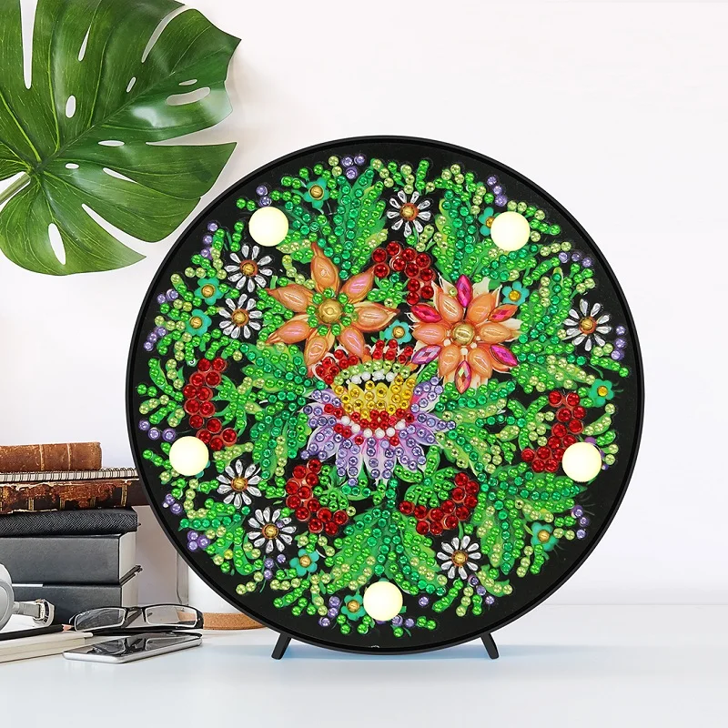 

New Arrival LED Diamond Lamp Spring Flower Pattern Diy Special Shaped Diamond Painting Night Light Christmas Decoration ZXD092