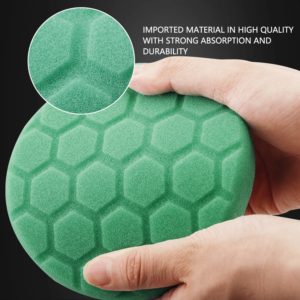 SPTA 1PC 3"(80mm)/5"(125mm)/6"(150mm) Hex-Logic Sponge Polishing Pads For DA/RO/GA Car Polisher car polishing pad car polish pad car polishing sponge polishing sponge set
