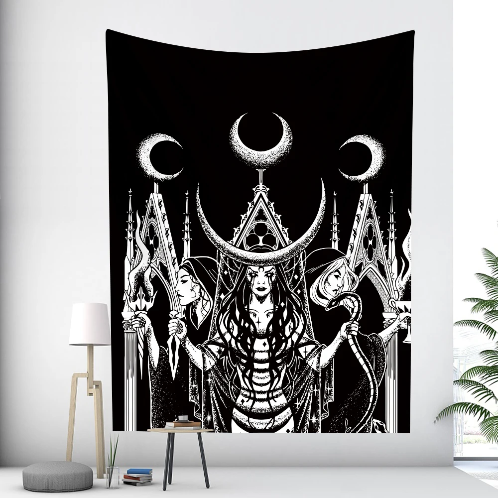 Moon Goddess Tarot Card Home Decoration Tapestry Psychedelic Scene Hippie Bohemian Mandala Bedroom Wall Decoration Mattress