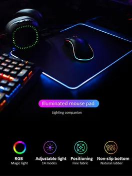 

RGB Luminous Gaming Thick Mouse Pad Colorful Oversized Glowing USB LED Extended Illuminated Keyboard PU Non-slip Blanket Mat