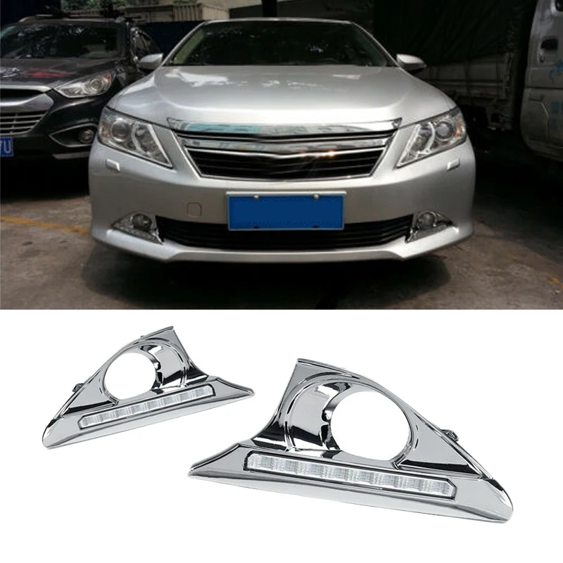1 комплект, Автомобильный светодиодный дневный ходовой светильник DRL для Toyota Camry V50 2012 2013 12 В, автомобильная противотуманная фара DRL, водонепроницаемая, АБС-пластик, украшение