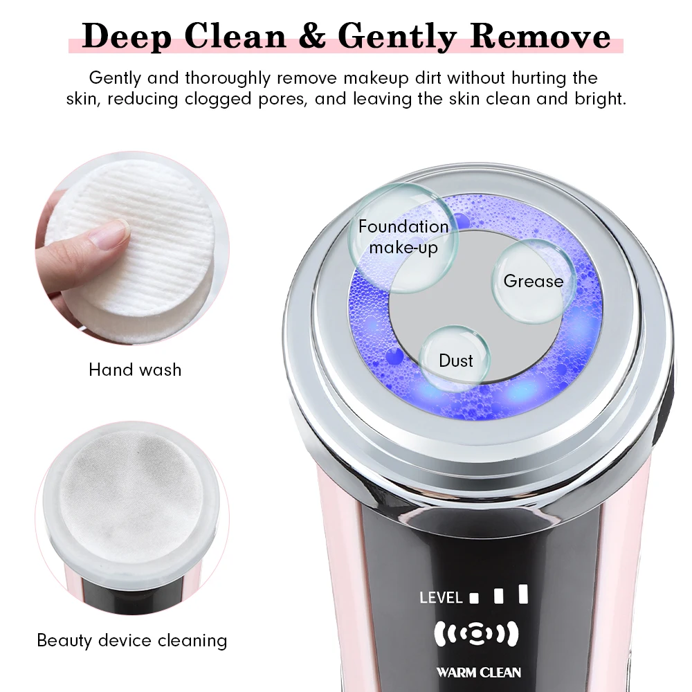 5 In 1 Facial Beauty Device Light Therapy Wrinkle Removal Rejuvenation Warm Massage Cleansing Lifting Tighten Skin Care Tool