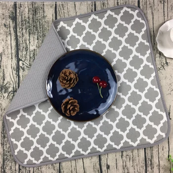 

QIUBOSS 30*40CM Dish Drying Mat For Kitchen Sink Drainer Microfiber Cushion Pad Tableware Tea Towel Absorbent Hotel Bar Placemat