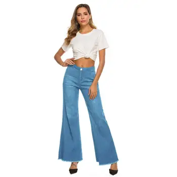 

Black skinny slim slimming wide-leg tassel trousers jeans Fringed High-Waist Denim Jeans Fringed High-Waist Denim Jeans New O9