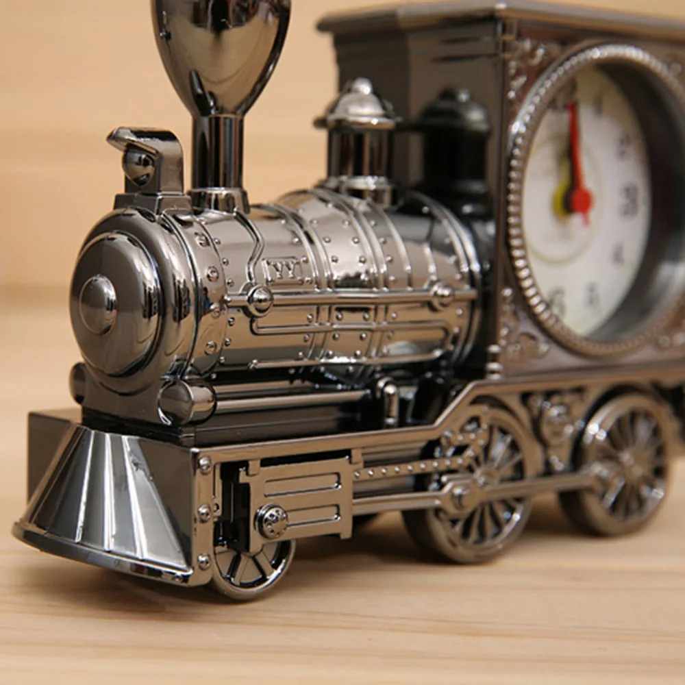 Analog Alarm Clock Bedrooms Side Table Night Vintage Rustic Mini Train Home Decorations Mechanical Retro Gifts