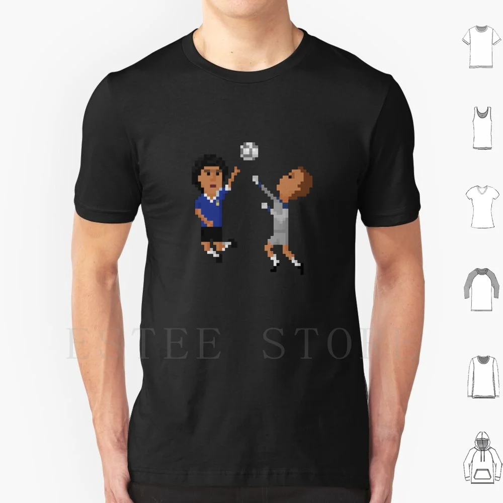 Maglietta A Mano Di Dio Uomo Cotone 6Xl Calcio Calcio Argentina Pixel Art