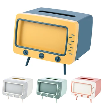 

TV Shape Kitchen Bedroom Tissue Box Container Living Room Desk Organizer Raised Feet Home Office Phone Holder Non Slip Dorm