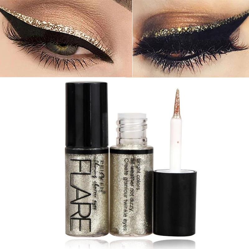 Жидкое косметическое средство для подводки глаз с металлическими блестками