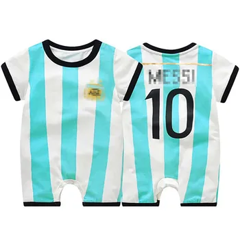

Baby Jersey Romper Print Short Sleeve Jumpsuit Baby Costume Boy Soccer Cotton