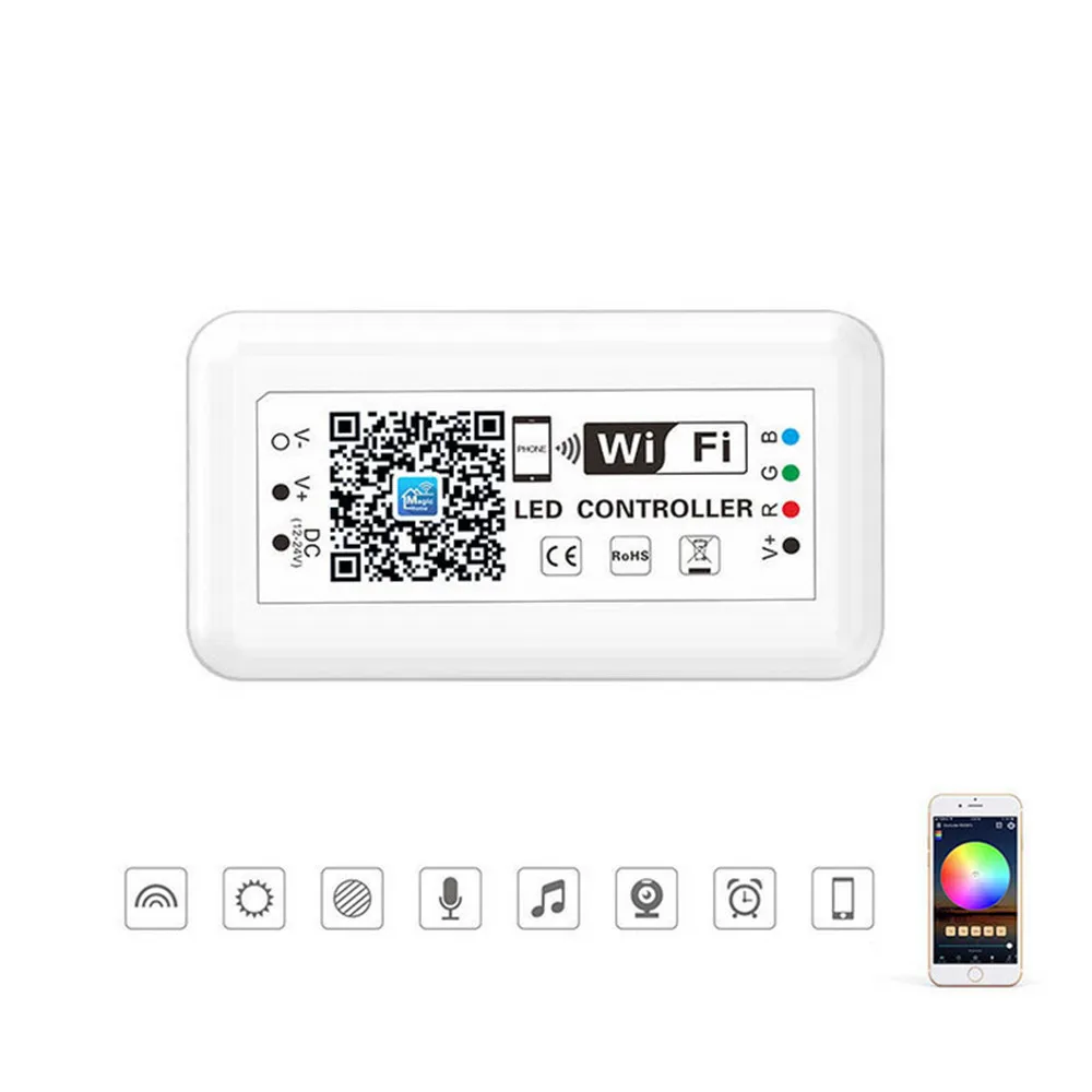

Smart Wifi Controller Dimmer for RGB LED Strips DC 12V 24V Timer Music Voice APP Remote Controller Work with Alexa Assistant
