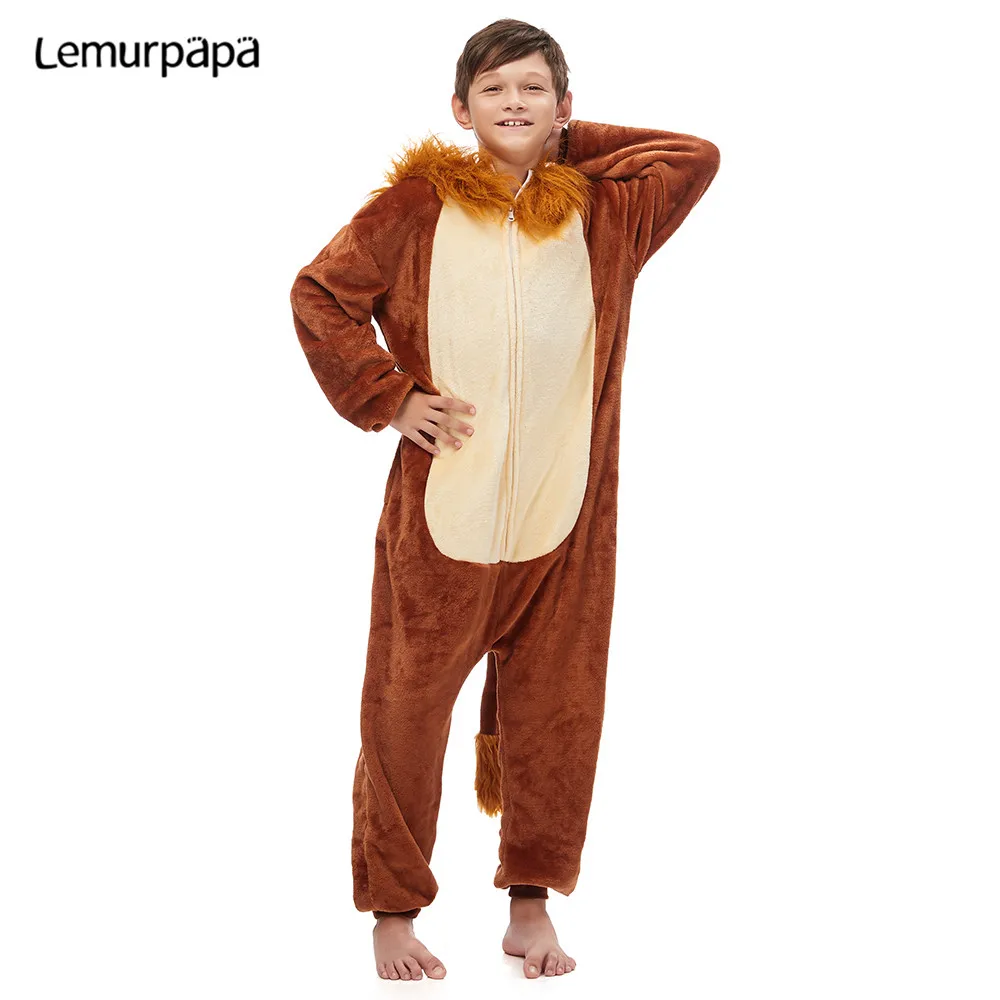 Cartoon Lion Kigurumis Onesies Kid Sleepwear Animal Cute pajama Homewear Girl Boy Party Clothing Cosplay Jumpsuit Child Costume