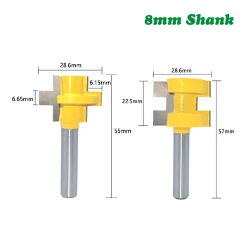 

2pcs 8mm Shank Tongue & Groove Milling Cutter Wood Cutting T-shaped Joint Assemble Router Bits For Woodworking Tools