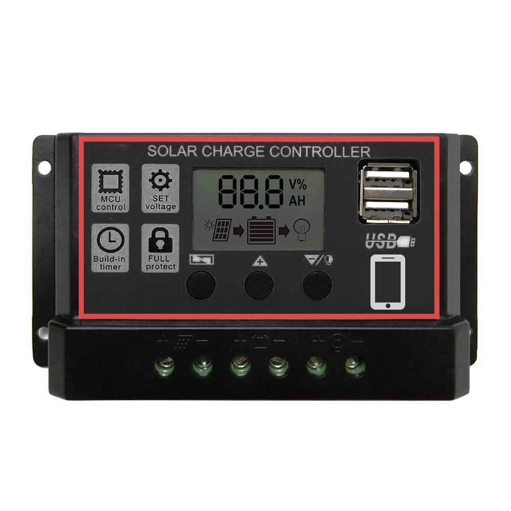 Черный 60A 50A 40A 30A 20A 10A 12V 24V режимы Auto, PWM регулятором солнечного заряда контроллер с ЖК-дисплей Dual USB 5V Выход солнечных батарей Панель регулятор PV дома - Цвет: Черный