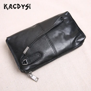 

Cowhide Original Simple Large Capacity Men Clutch Purse Classic Soft Retro Day Clutches Wristlets Multifunction Organizer Wallet