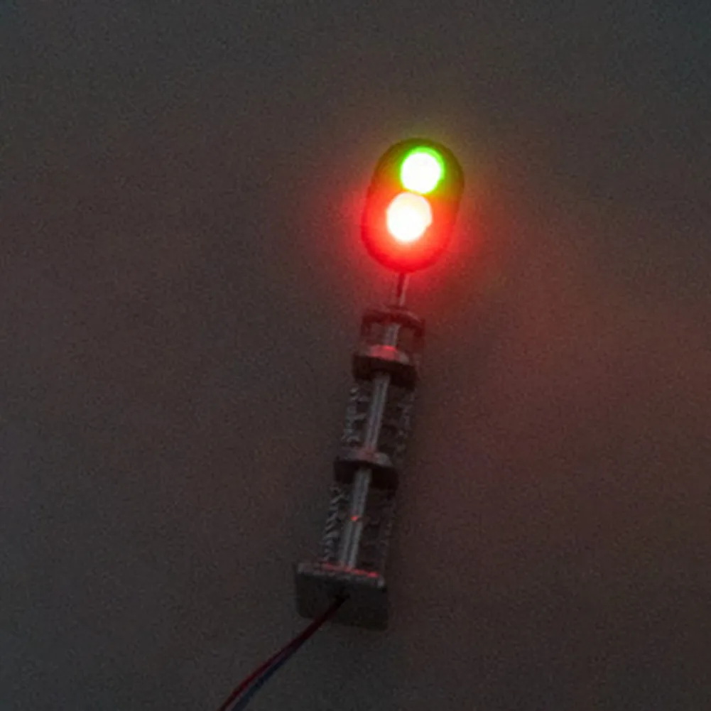 3pcs Model Railroad N Scale 1:87 Track Signals 2-LEDs Green Red Block Lights Train Railroad Decoration Building Landscape Toys