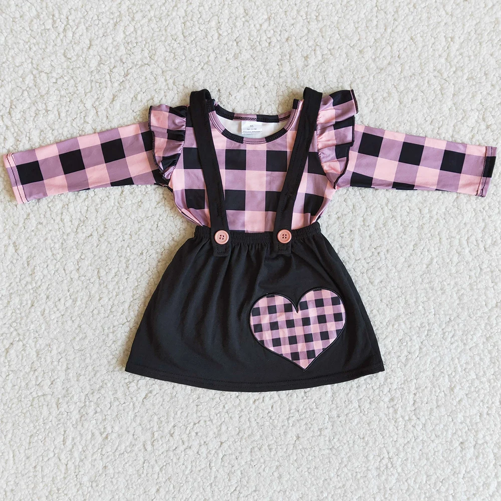 

New Fashion Baby Girls Clothes Skirt Sets Valentine's Day Boutique Kids Clothes Girls Overalls Dress Toddler Outfits Wholesale