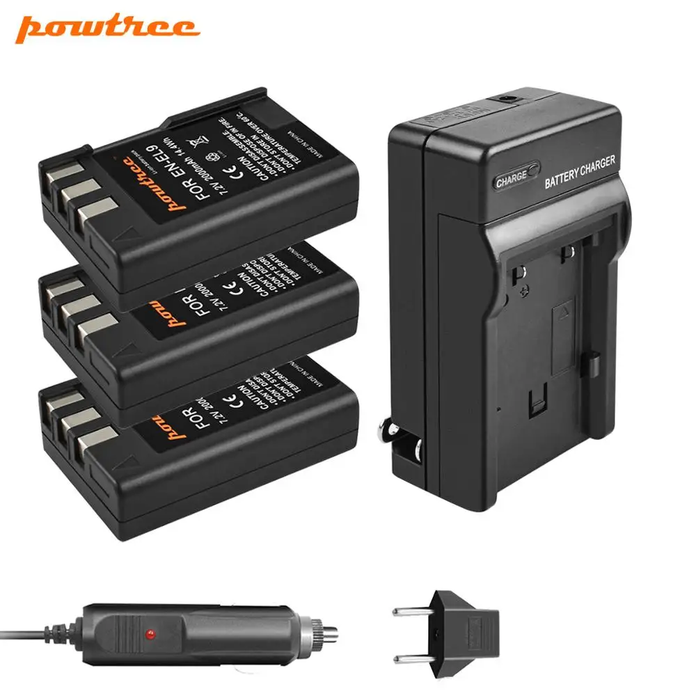 

Powtree 2000mAh EN-EL9 EN EL9 EN-EL9a EN EL9a For Nikon Camera Battery + Charger For Nikon D40 D60 D40X D5000 D3000