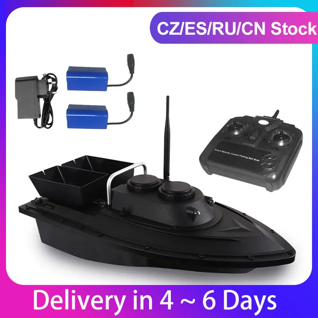 2 Battery D11 RC Boat Fish Finder Fishing Bait Boat 1.5kg Loading 500m Remote Control Fixed Speed 2 Motors 2 Bin 2 LED Light 1