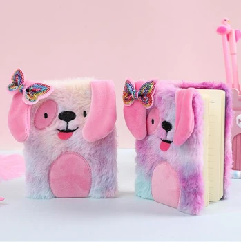 

Plush Cute Cartoon Dog Diary Book Notebook Notepad Pretty Gift Support DropShipping