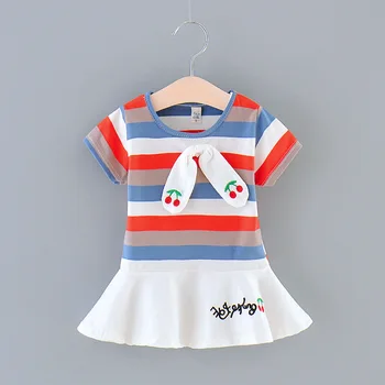 

2020 New Girls Striped Princess Mermaid Dress Summer Infant Kid Cute Party Bow Dresses Children's Short Sleeve Clothes for Girls