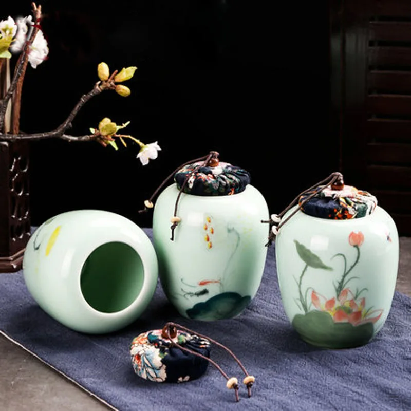 Portable Tea Caddy Travel Bag, Sealed Ceramics Jar, Tea Storage, Moisture Proof Containers, Kitchen Spice Coffee Canister