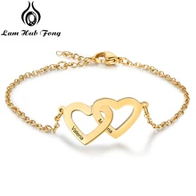 Браслет на заказ для женщин на заказ двойные браслеты с сердечками и Браслеты Шарм Ювелирный Подарок на юбилей для пар(Lam Hub Fong