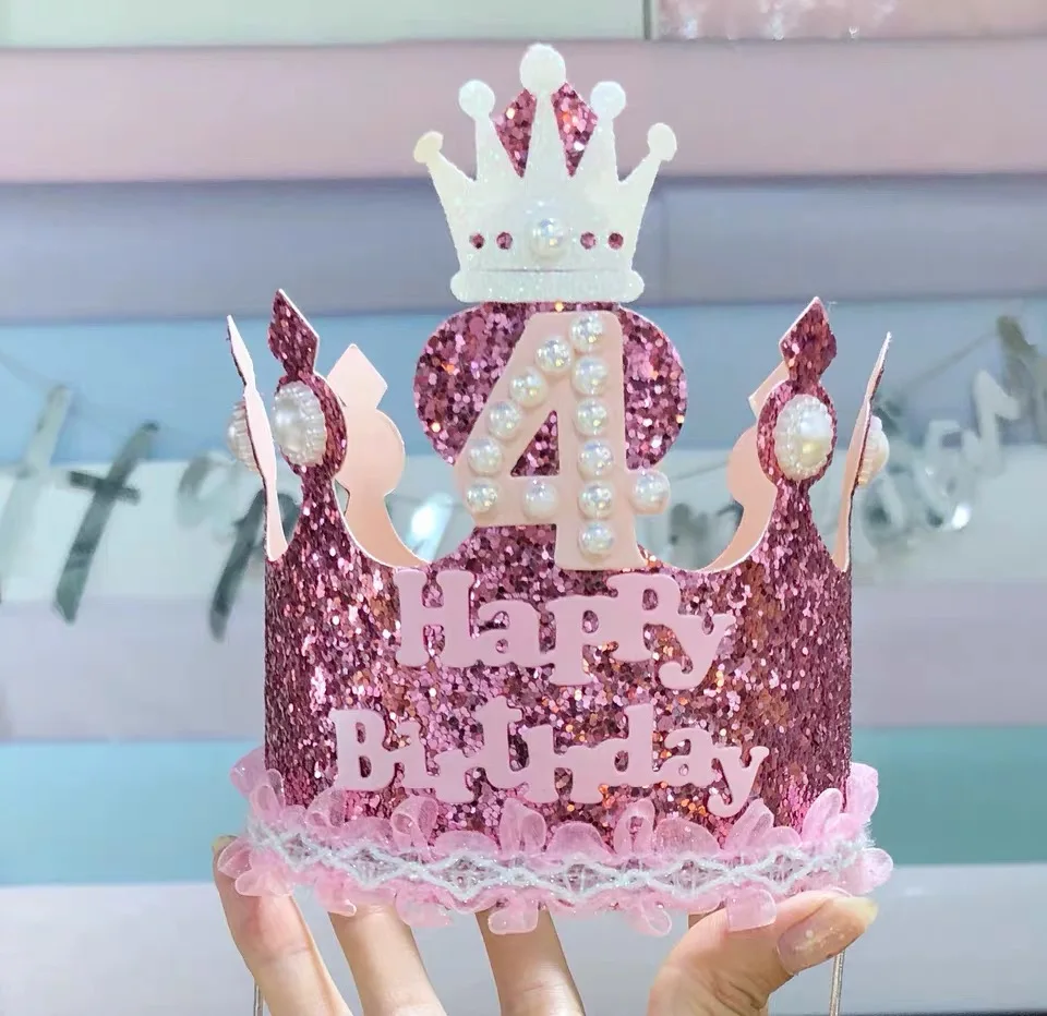 1pc Personality Boy Girl Birthday Cake Crown Hat Custom Name Age Baby 1th Birth Celebrate Party Decor Prince Princess Photograph Party Direction Signs Aliexpress