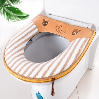 

Universal household toilet pad cute thick cushion plush winter zipper section autumn thick toilet cover waterproof antibacterial
