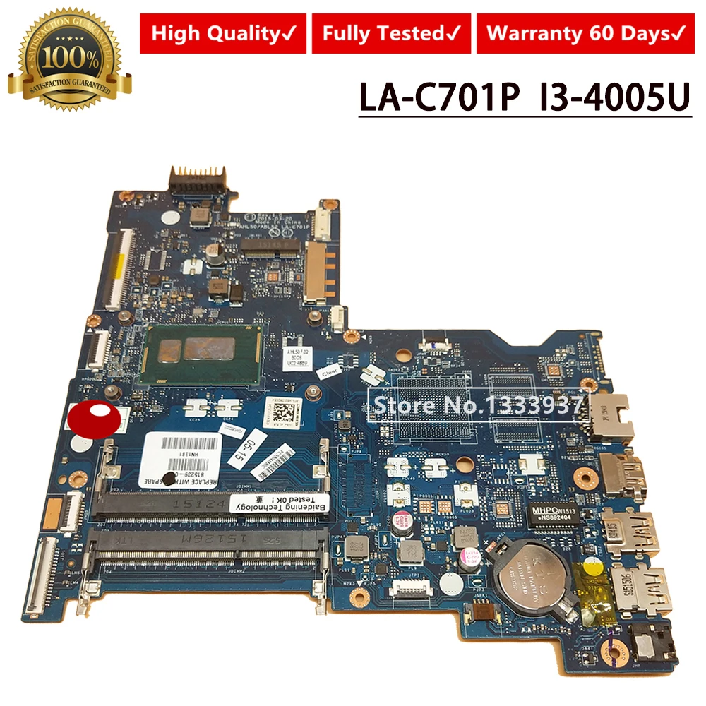 ^Cheap FOR HP 15-AC Laptop Motherboard I3-4005U CPU 815239-001 815239-501 815239-601 817837-501 AHL50/ABL52 LA-C701P Mainboard DDR3