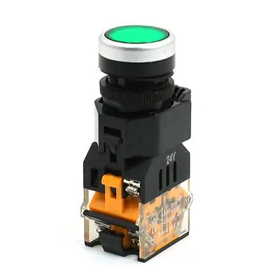 

380V Ui 10A Ith DPST NO+NC Green Pilot Lamp Momentary Push Button Switch