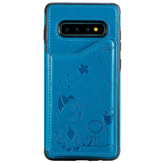 Ретро из искусственной кожи чехол для samsung S8 S9 S10 Plus 3 слота для карт держатель чехол для samsung Note 8 9 10 A50 задняя крышка Капа - Цвет: LANMAO