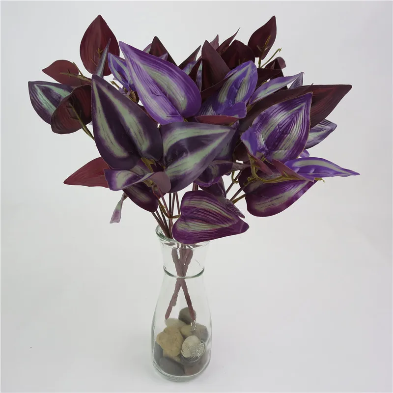 purple leaf Искусственные растения эвкалипта пластиковые зеленые листья Искусственные цветы Свадебные украшения для дома и офиса Декор стола искусственная листва - Цвет: purple leaf