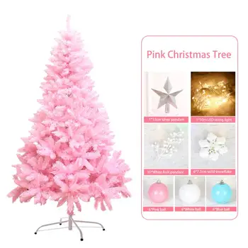 

Cherry Blossom Pink Christmas Tree With String Light And Pendant Christmas Tree Ball Christmas Home Festival Decoration