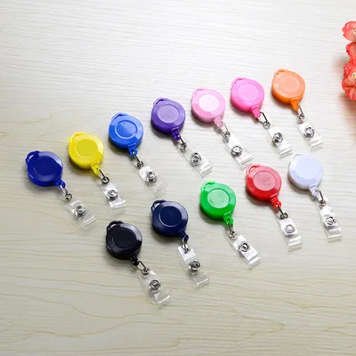 200pcs Retractable Pull Key Ring Chain Reel ID Lanyard Name Tag Card Badge Holder Reel Recoil Belt Key Ring Clip