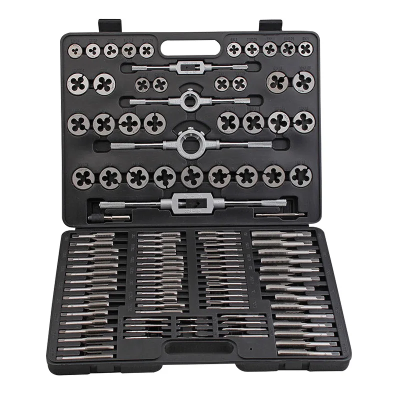 

110Pcs Tap and Die Set Tungsten Steel Titanium Tap and Die Combination Set For Cutting External & Internal Threads