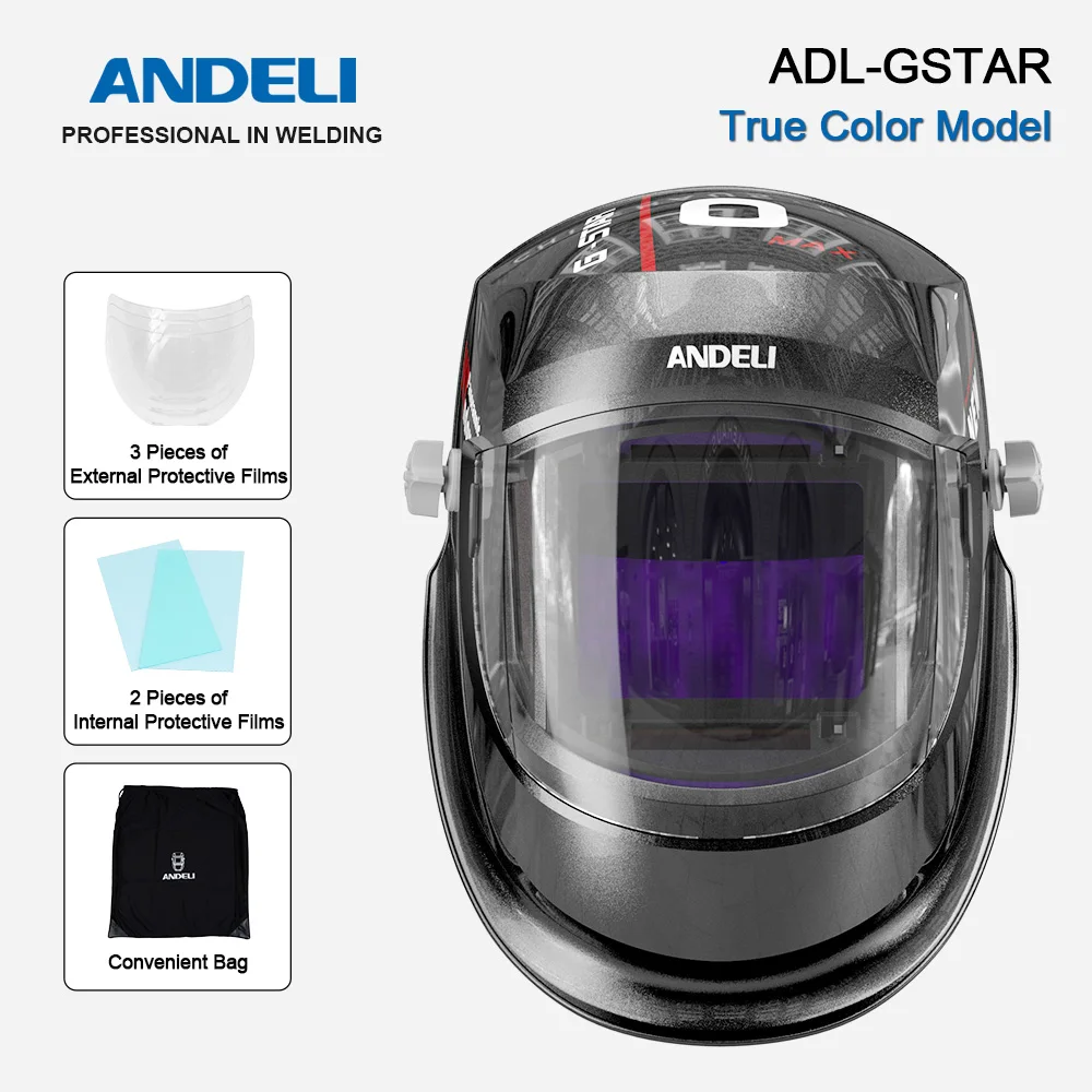 ANDELI Auto Darkening Welding Helmet Adjustable Range True Color Large View Welding Mask with Welding Cutting home depot welding rods Welding & Soldering Supplies