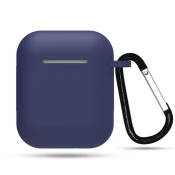 

Soft Silicone Case with Anti-lost Carabiner Anti-dust Shockproof Wireless Earphone Protective Cover For Apple for AirPods