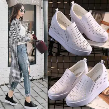 

Spring 2020 new women's thick-soled casual sports shoes increased in hollow hollow round head walking shoes for women ZP-184