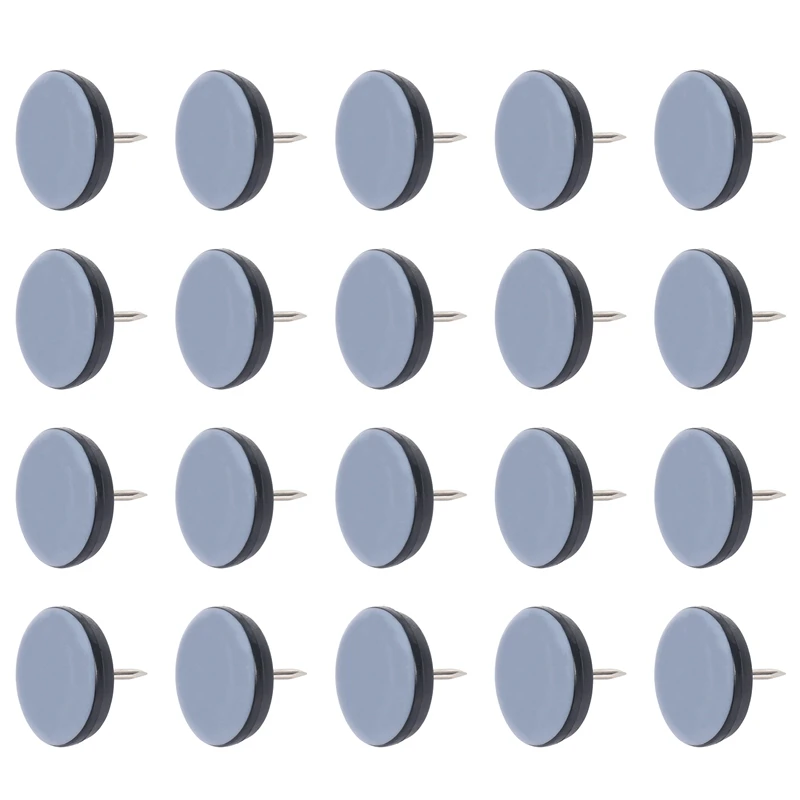 20Pcs 25mm Chair Gliders Furniture Sliders PTFE Easy Moving Pads Round With Nail Feet Protector