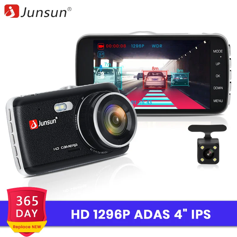 R$153.93 34% de desconto|Junsun h7 adas 1296 p hd câmera do carro dvr traço cam 4 Polegada ips lente dupla 1080 p gravador de vídeo registrador visão noturna carro dvrs-in DVR/Câmera Dash from Automóveis e motos on AliExpress 
