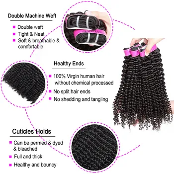 Yvonne 4A 4B Kinky Curly Bundles With Closure 3/4+1 Human Hair Bundles With Closure 4×4/5×5 Brazilian Virgin Hair Weave 4