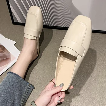 

Woman Mules Women Comfortable Slip On Slides Women's Low Heels Slippers Ladies Square Toe Slide Female Outdoor Shoes 2020